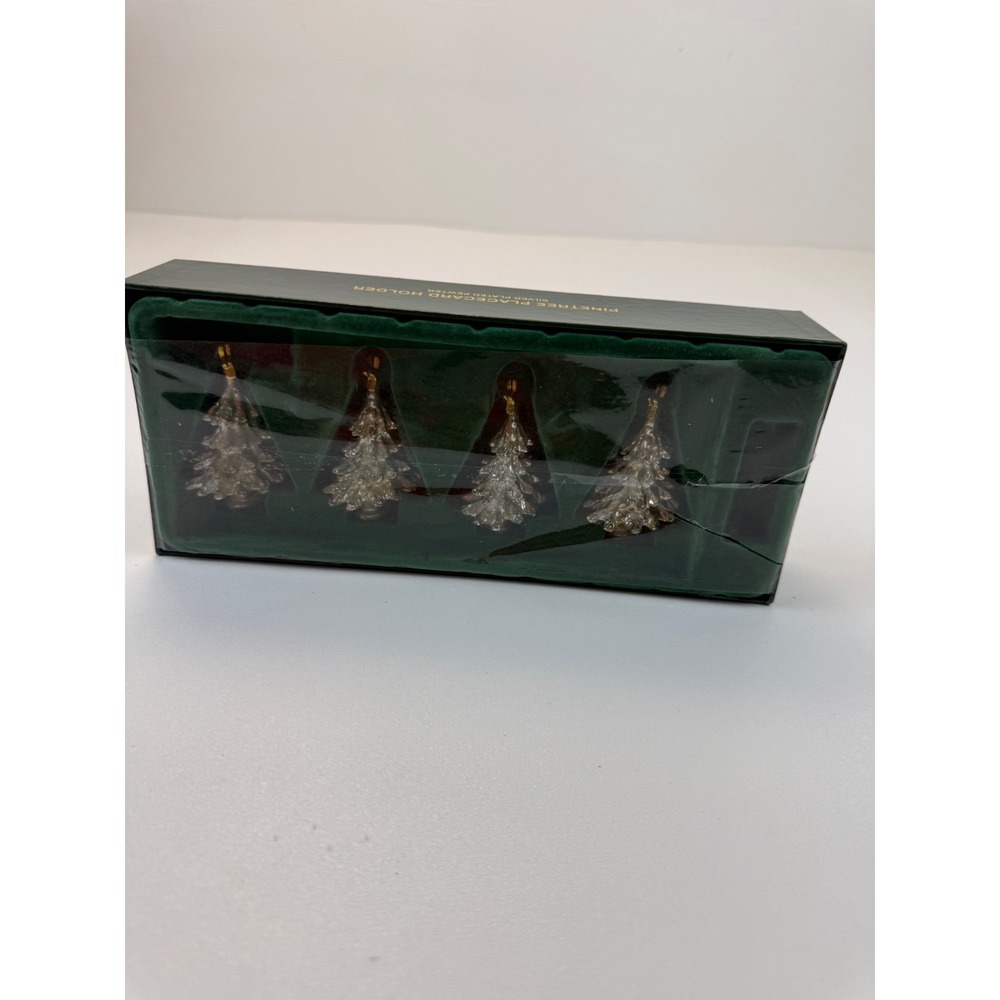 Department 56 Pinetree Placecard Holder Set 4 Silver Plated‎ Pewter 56.80381